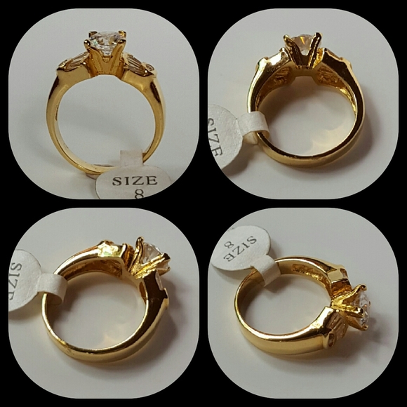 NEW IN BOX Brilliant Gold CZ Engagement Ring - Picture 2 of 7